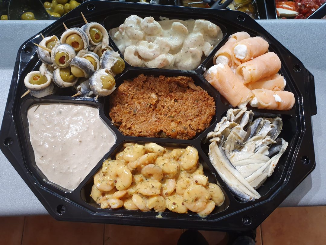 Tapasschaal 7-vaks vis mix voor ca. 7 personen